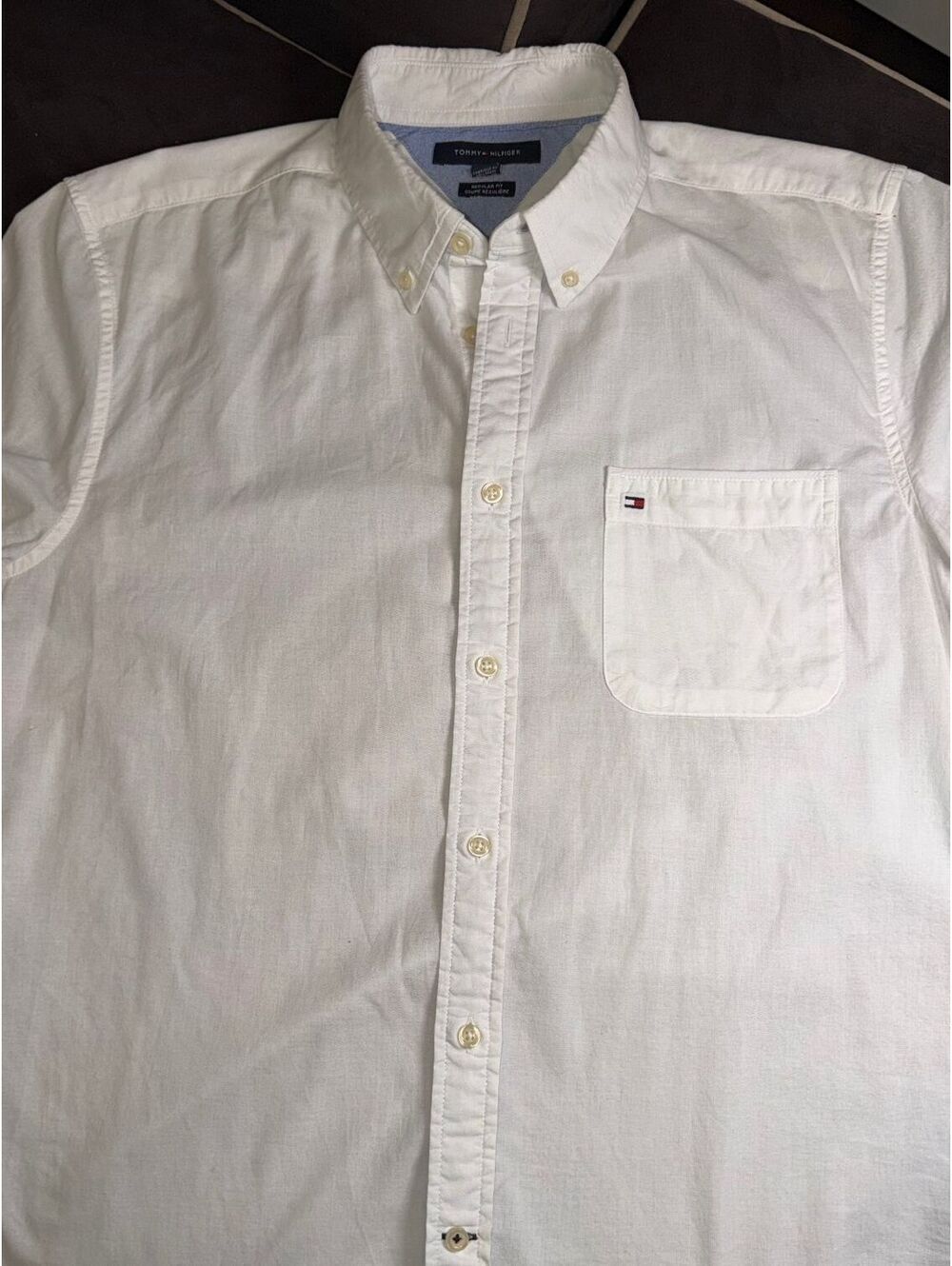 Tommy Hilfiger Men's White Button-Down Shirt, Size Large